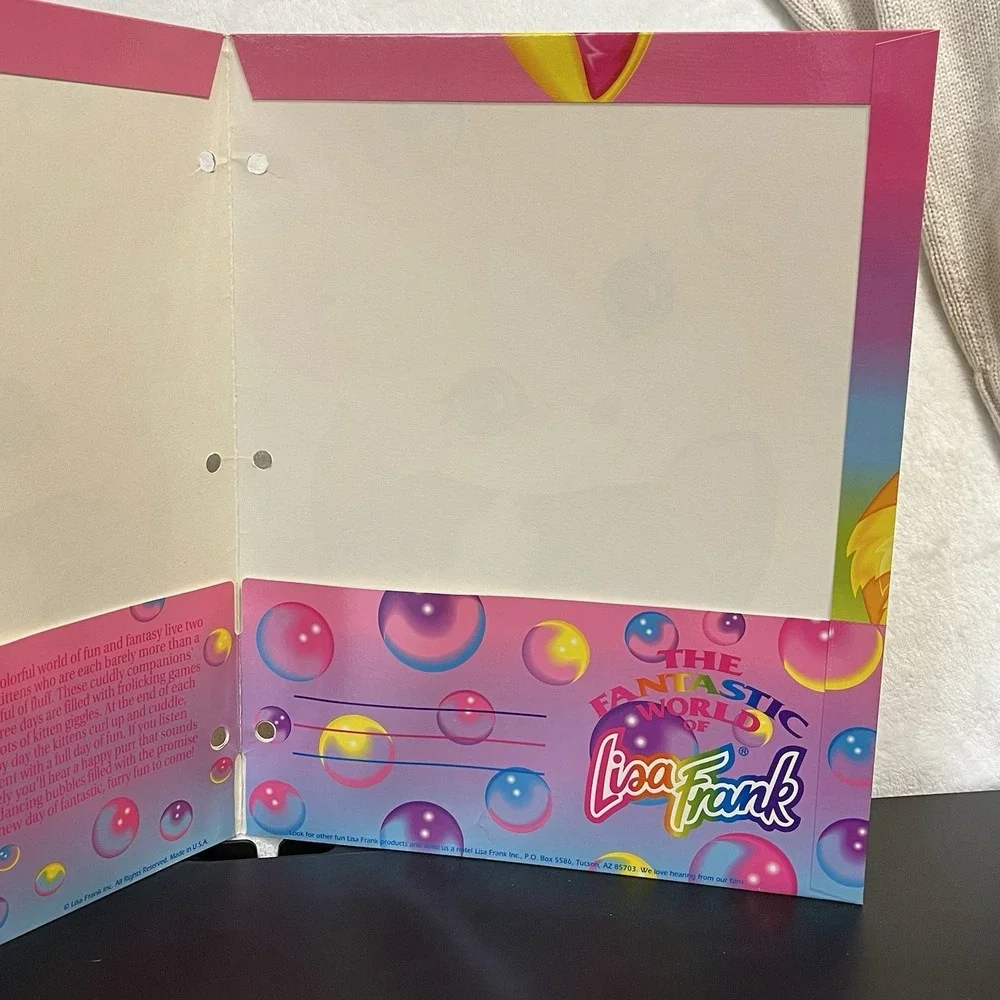 Lisa Frank Purple & Yellow Cuddly Kittens Cats 3 Ring Binder Folder Vintage 90's
